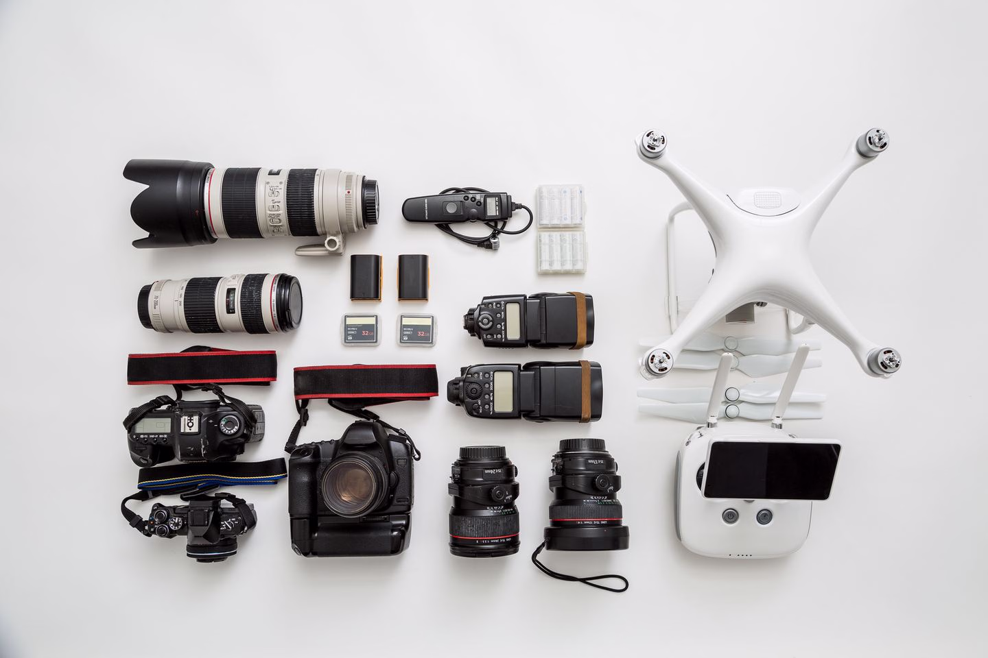 Drone and camera equipment arranged for a shoot — Source Select.