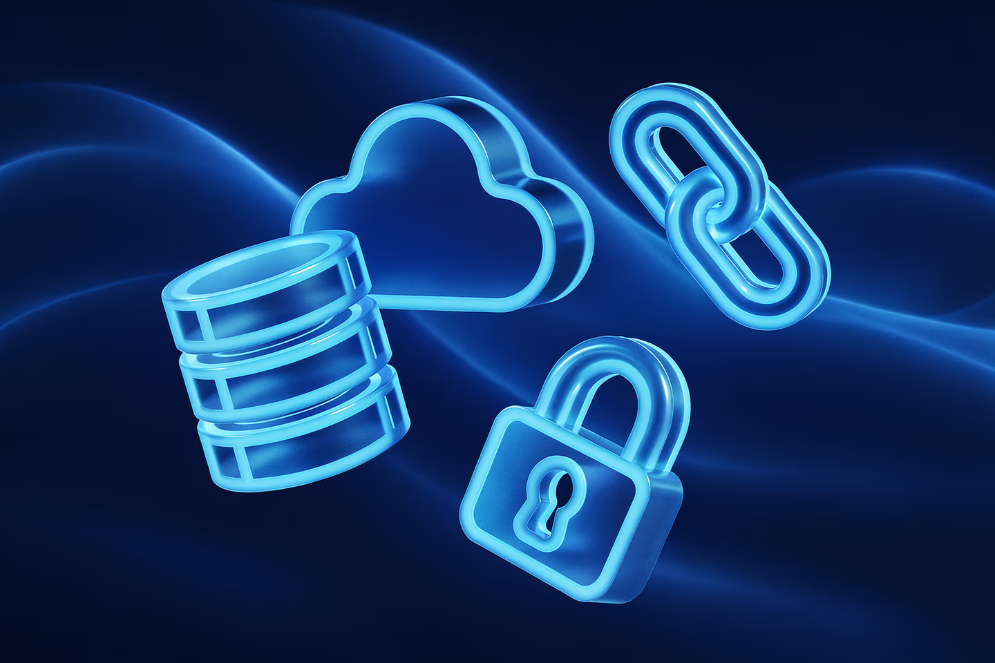 Cloud hosting, database storage, security and domain connection icons — SourceSelect.ca.