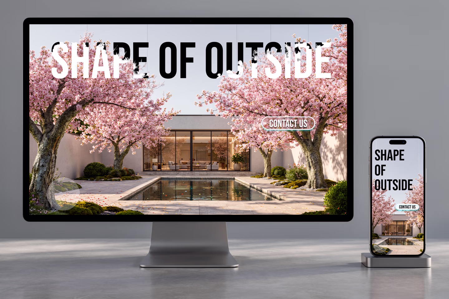 Responsive cherry-tree architecture website displayed on a monitor and phone — SourceSelect.ca.