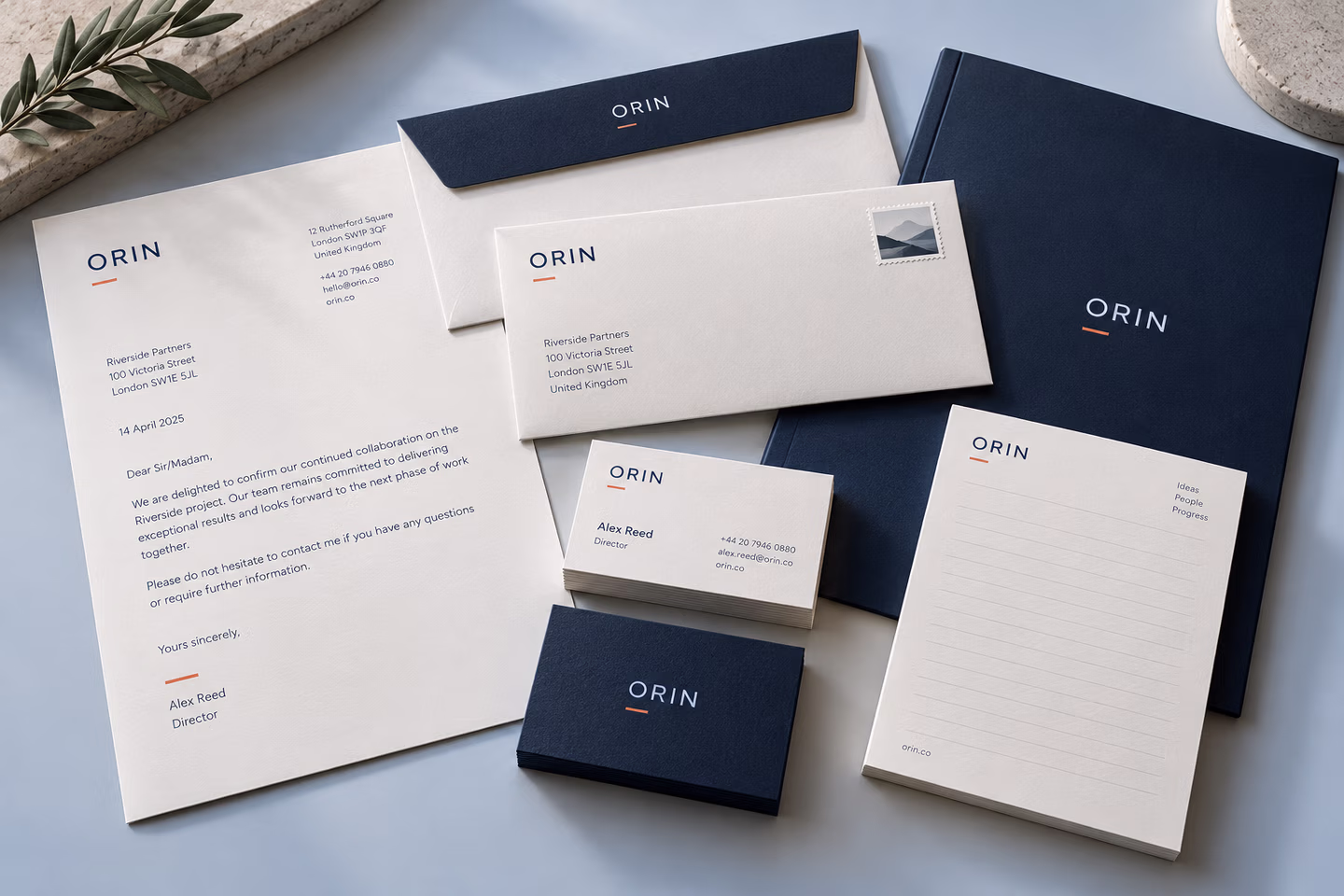 Premium branded stationery collection arranged in a studio — SourceSelect.ca.